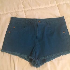 BLUE jean shorts TEAL